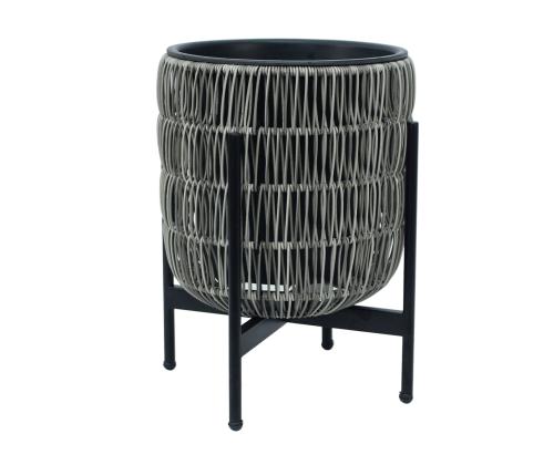 Kukkaruukku WICKER pohjalla 30x30xH38cm, harmaa