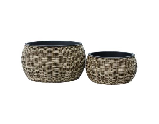 Kukkaruukku WICKER D48xK26cm, vaaleanruskea