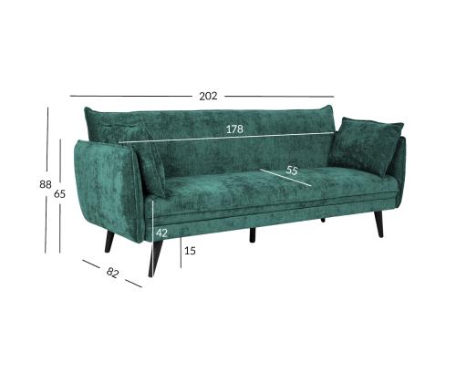 Sohvasänky NOELLA 3-istuttava 212x82xH88cm, vihreä