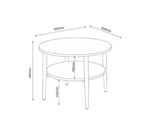 Sohvapöytä HECTOR 60x60xH45cm, saarni/musta