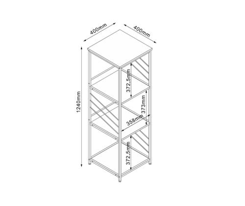 Hylly DIMITRA 40x40xK124cm, maalaismainen/musta viimeistely