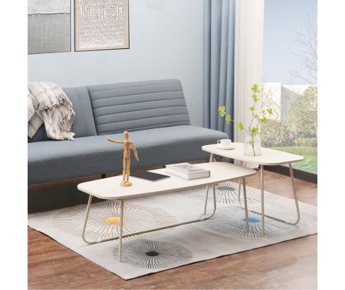 Sohvapöytä DUO 2kpl 120x48xH40cm, 75x40xH48cm, vaalea puu/beige