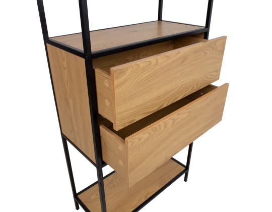 Hylly HEDVIG laatikolla 64x30xH178cm, saari/musta