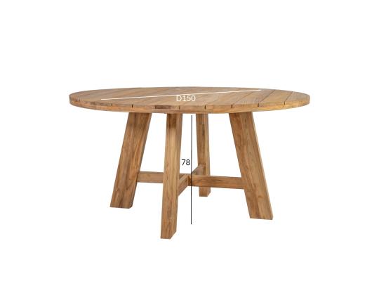 Pöytä KATALINA D150xH78cm, kierrätetty tiikki