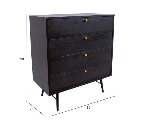 Lipasto LUXEMBURG 80x40xH90cm, musta melamiini