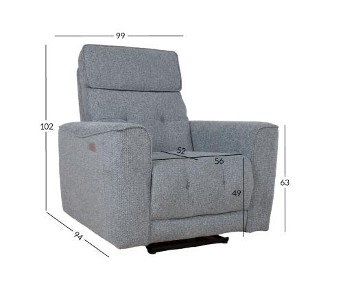 Nojatuoli BOSCO sähköinen lepotuoli 99x94xH102cm, siniharmaa väri