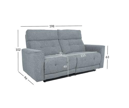 Sohva BOSCO 2,5-paikkainen sähköinen lepotuoli 198x94xH102cm, siniharmaa väri