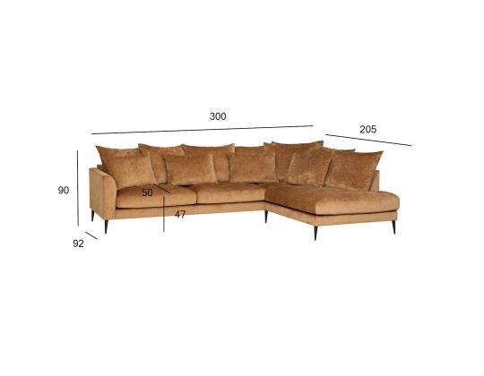 Kulmasohva LARTES oikea kulma, ruskea, 300x92/205xH90cm