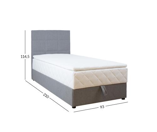 Mannermainen sänky LEVI 90x200cm, patjalla, harmaa