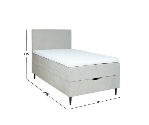 Mannermainen sänky LAARA 90x200cm, tumma beige, 91x208xK119cm