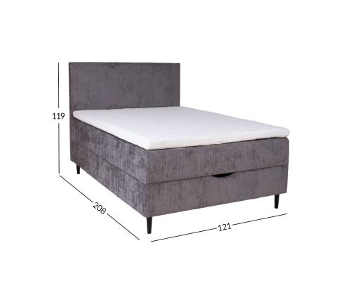 Mannermainen sänky LAARA 120x200cm, grafiitti, 121x208xK119cm