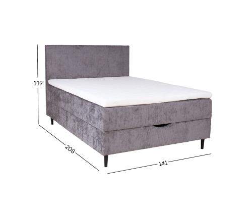 Mannermainen sänky LAARA 140x200cm, harmaa, 141x208xK119cm