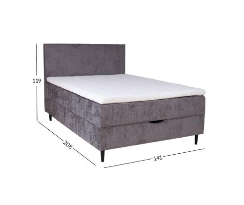 Mannermainen sänky LAARA 140x200cm, grafiitti, 141x208xK119cm