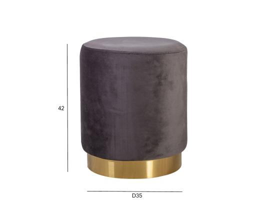 Tumba LA PERLA D35xH42cm, päällysmateriaali: samettikangas, väri: harmaa