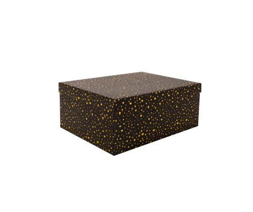 Pahvilaatikko DIANA-8 kannella 23x16,5xH10cm, musta kultaisilla pilkuilla varustettuna