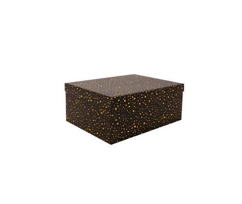 Pahvilaatikko DIANA-10 kannellinen 19x13xH8cm, musta kultaisilla pilkuilla varustettuna