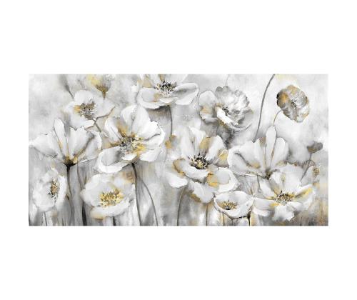 Öljymaalaus 50x100cm, valkoiset kukat