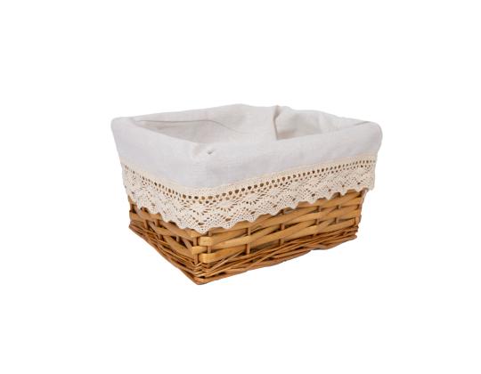 Basket MAX, 24x18xH12cm, vaaleanruskea punos, pitsikangas