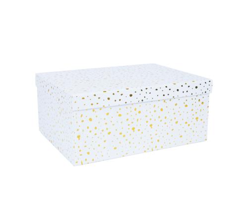 Pahvilaatikko DIANA-1 kannellinen 37,5x29xH16cm, valkoinen, kultaiset täplät