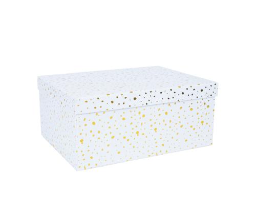 Pahvilaatikko DIANA-2 kannellinen 35x27xH15,7cm, valkoinen, kultaiset täplät