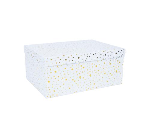 Pahvilaatikko DIANA-4 kannella 31x23xH14cm, valkoinen, kultaiset täplät