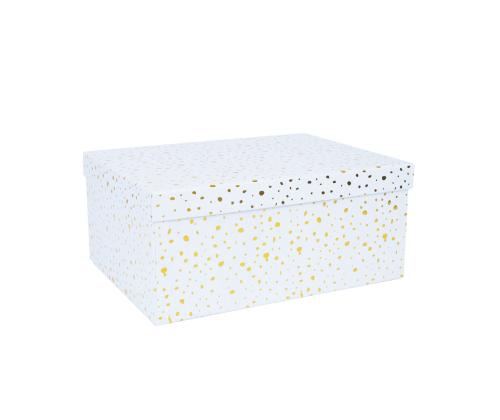 Pahvilaatikko DIANA-5 kannella 29x22xH12,5cm, valkoinen, kultaiset täplät