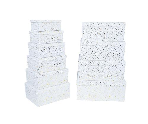 Pahvilaatikko DIANA-6 kannella 27x20xK12cm, valkoinen, kultaiset täplät