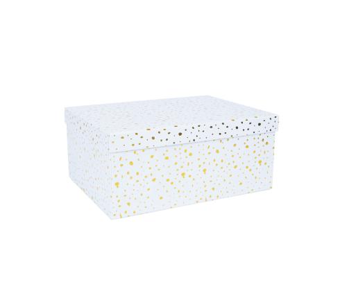Pahvilaatikko DIANA-8 kannellinen 23x16,5xH10cm, valkoinen, kultaiset täplät