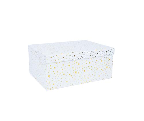 Pahvilaatikko DIANA-9 kannellinen 21x15xH9cm, valkoinen, kultaiset täplät