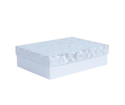 Laatikko ELSA 37x27x11cm, kannellinen kulta/hopea, valkoinen