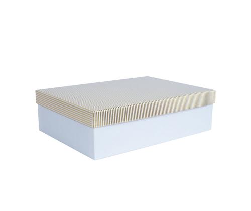 Laatikko ELSA 35x25x10cm, kannellinen, kulta/hopea, valkoinen