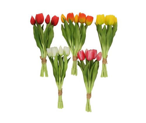 Tekokukka FLOWERLY H30cm 5 tulppaania, sekoitus, mix
