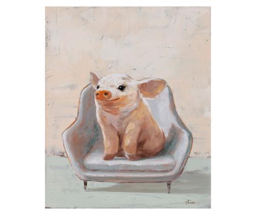 Öljyvärimaalaus 60x80cm, notsu tuolilla