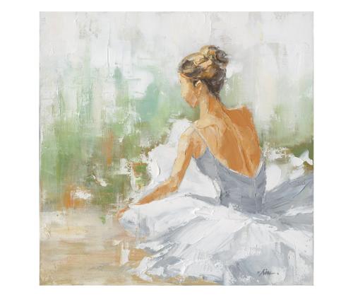 Öljyvärimaalaus 80x80cm, tanssija valkoisella
