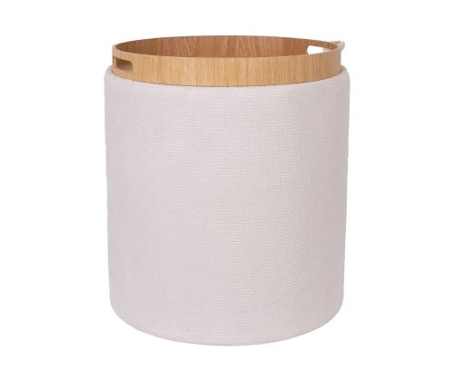 Tambuuri/pöytä HIRO D39xH44cm, valkoinen, säilytystilalla varustettuna