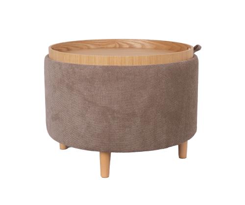 Pöytä/malja HIRO D56xH42.5cm, vaaleanruskea, säilytystilalla varustettuna