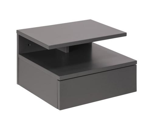 Yöpöytäkaappi ASHLAN 35x32xH22,5cm, hyllyllä ja laatikolla, seinäasennus, materiaali: puu, väri: vaaleanharmaa, viimeistely: lakkaamaton