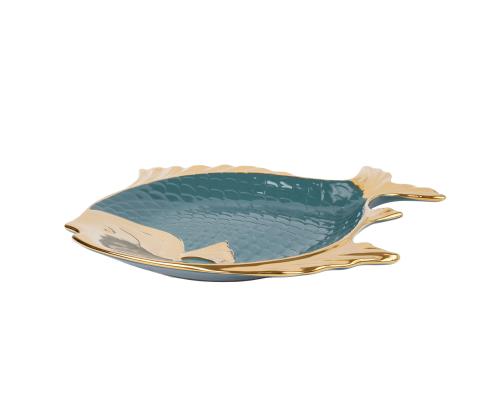 Lauta GOLDFISH 38x34cm, vihreä keramiikka