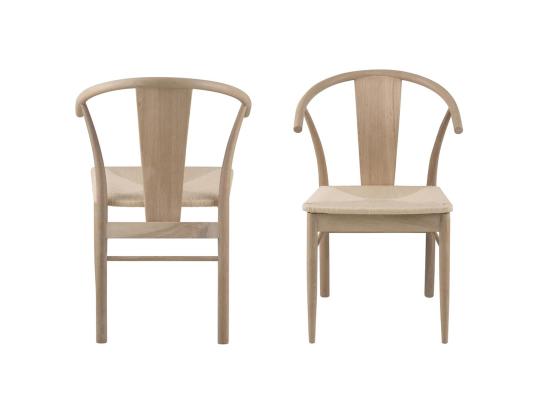 Tuoli JANIK, 54x54x83cm, valkoinen tammi/beige naru punottu istuin