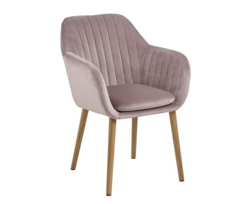 Tuoli EMILIA 57x59xH83cm, istuin ja selkänoja: kangas, väri: vanaroosi, jalat: tammi, viimeistely: öljytty