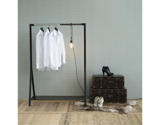 Vaatetanko BRENT 117x59xH165cm, kenkähyllyllä, metallia, musta/kromi