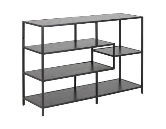 Hylly SEAFORD 114x35xH78cm, 4x, hyllyt: musta saarimelamiini, runko: musta metalli