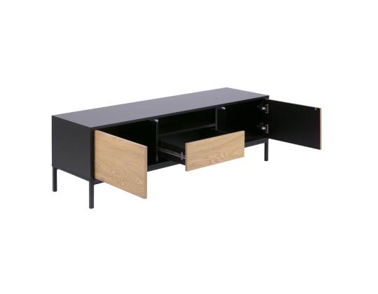 TV-pöytä SEAFORD, 140x40xH45cm, 1 laatikko, runko: MDF, musta matta, 2 ovea: huonekalulevy laminoidulla pinnoitteella, väri; pato