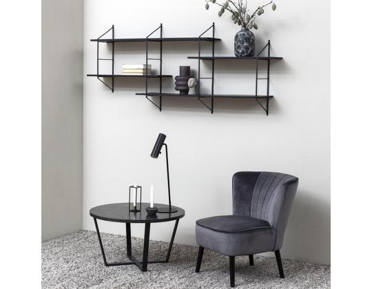 Sohvapöytä AMBLE D77xH44cm, musta marmori, MDF, metalli