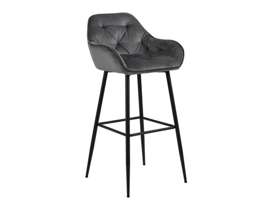 Baarijakkara BROOKE 55x52xH103,5cm, tummanharmaa sametti/musta viimeistelyyn