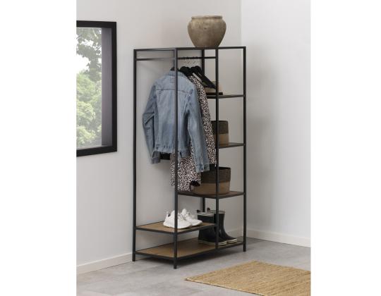 Eteinen SEAFORD, 77x45xH165cm, 5 hyllyä, villi tammi/musta metalli