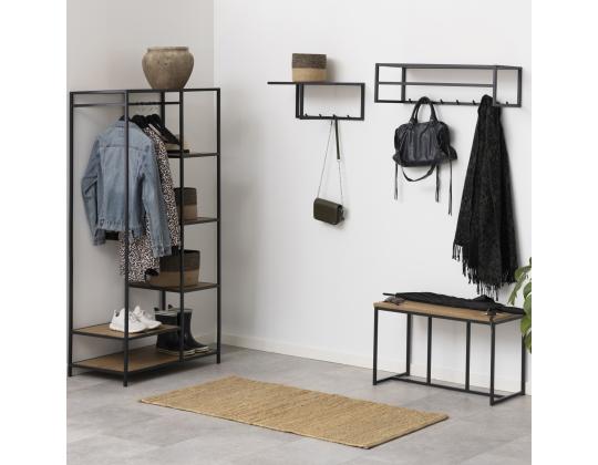 Eteinen SEAFORD, 77x45xH165cm, 5 hyllyä, villi tammi/musta metalli