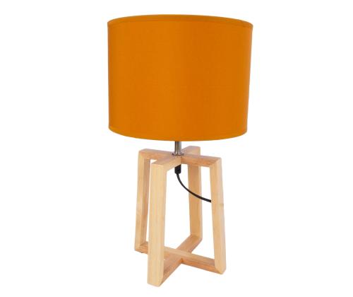 Pöytävalaisin WOODEN H44,5cm, kupu: okranvärinen, jalusta: luonnonpuu