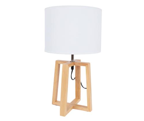 Pöytävalaisin WOODEN H44,5cm, kupu: valkoinen, jalusta: luonnonpuu