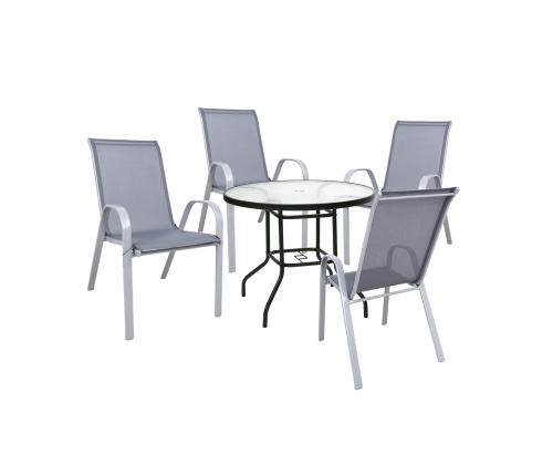 Puutarhakalusteet DUBLIN pöytä, 4 tuolia, harmaa